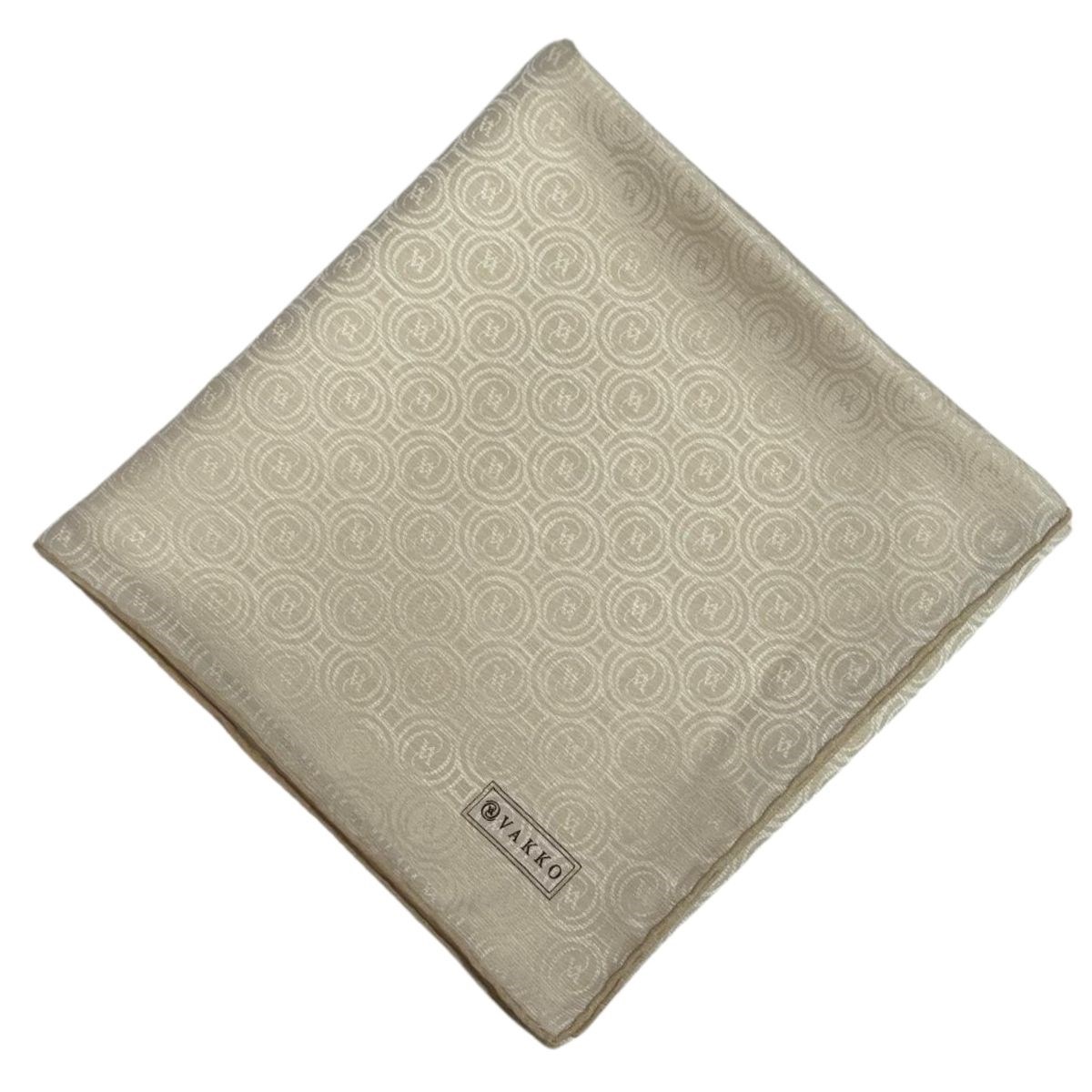 Vakko Pamuk İpek Monogram Eşarp 41727-Ekru