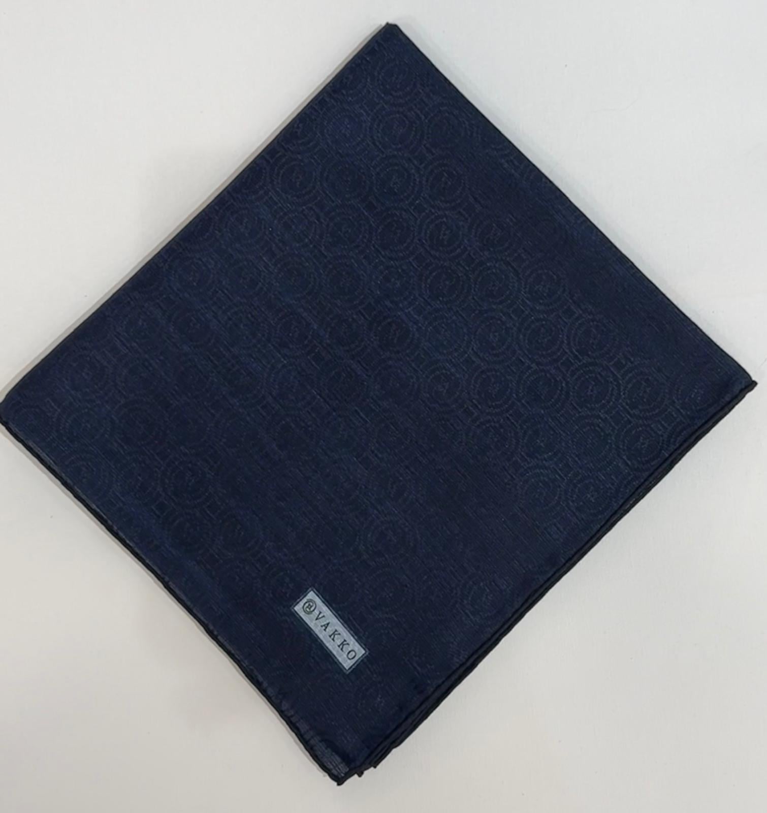 Vakko Pamuk İpek Monogram Eşarp 41727-lacivert