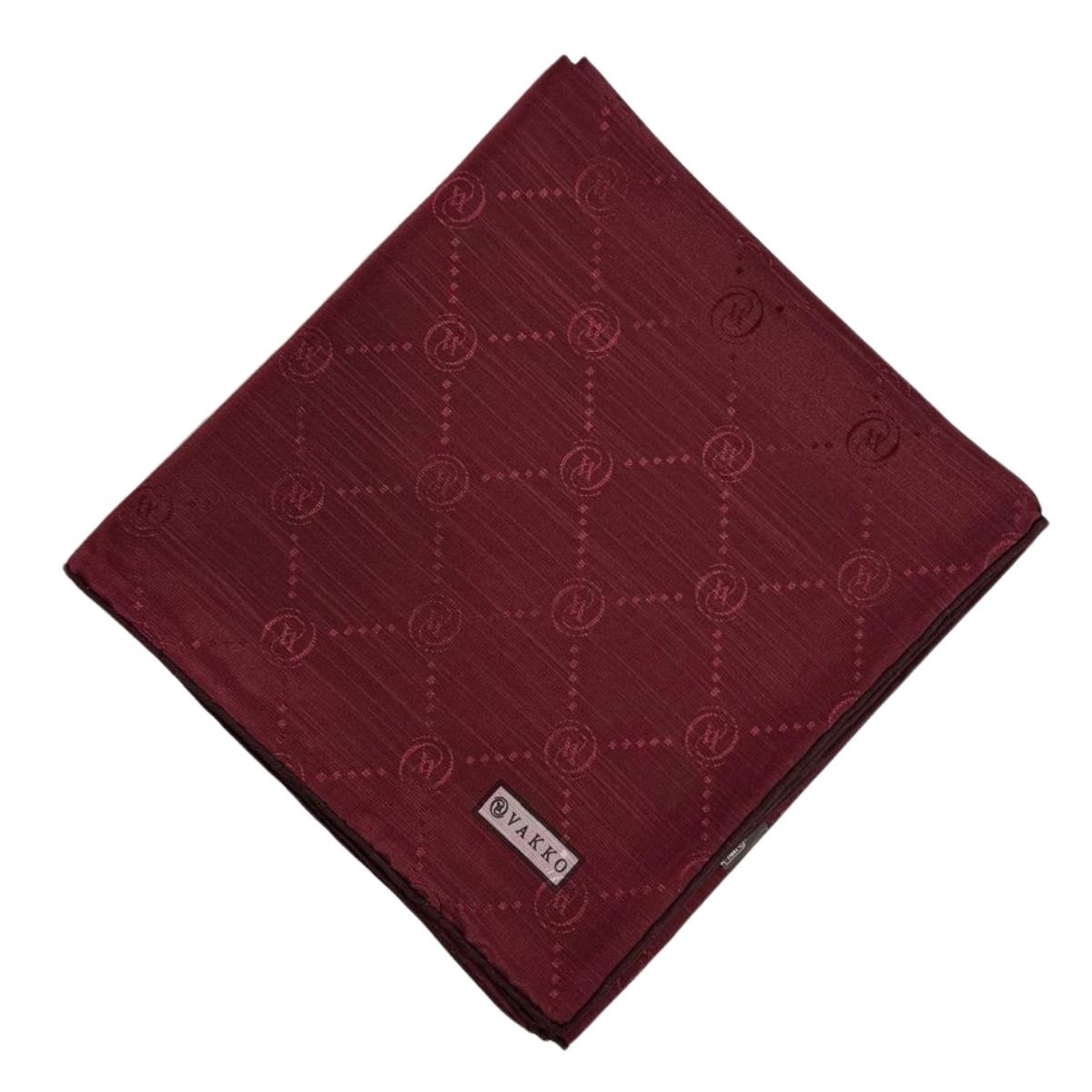 Vakko Pamuk İpek Monogram Eşarp 42139-Bordo