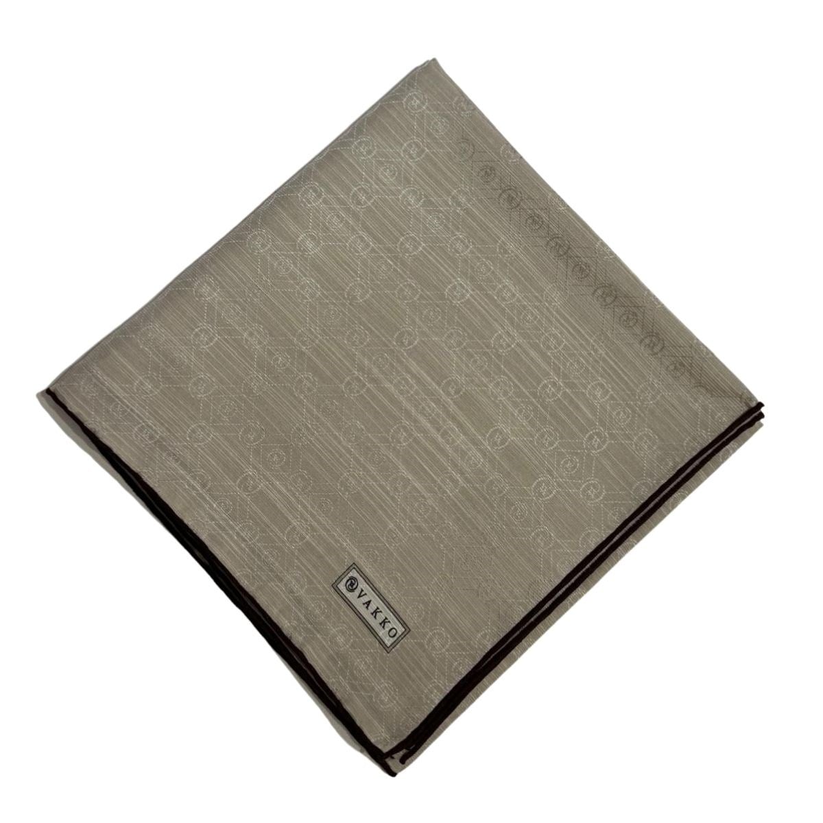 Vakko Pamuk İpek Monogram Eşarp 44226-Açık Kum Koyu Kahve