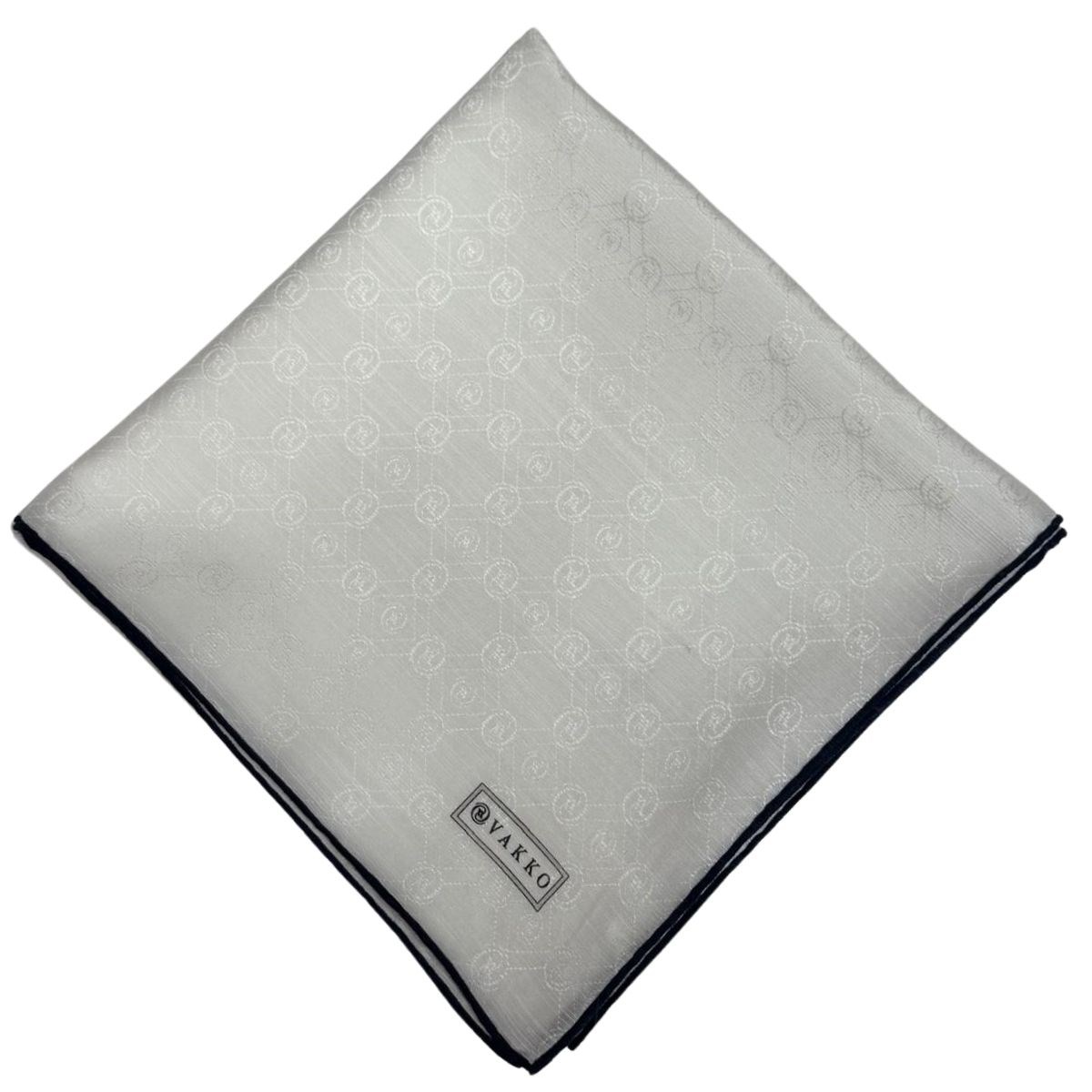 Vakko Pamuk İpek Monogram Eşarp 44226-Beyaz Lacivert
