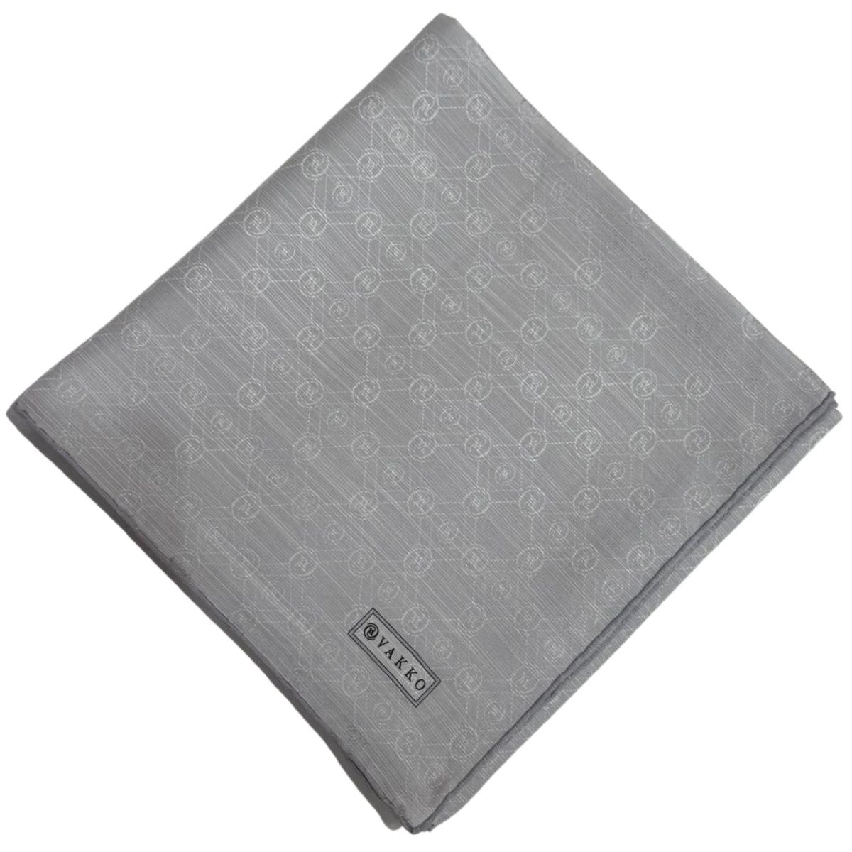 Vakko Pamuk İpek Monogram Eşarp 44226-Gümüş