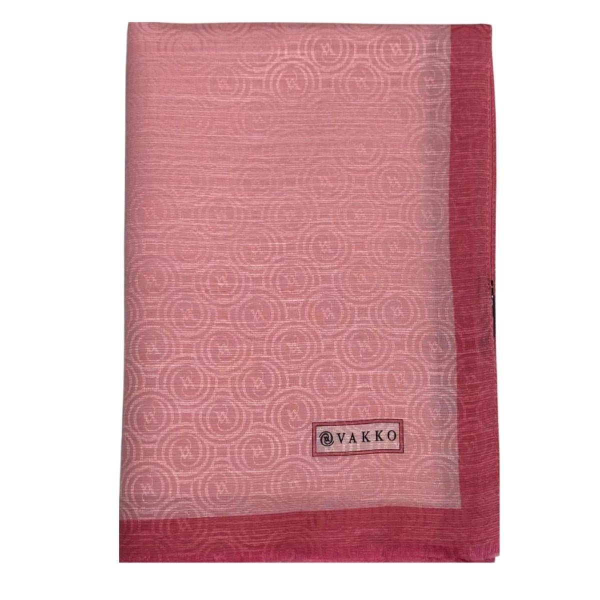 Vakko Pamuk İpek Monogram Şal 041728-Açık Pembe