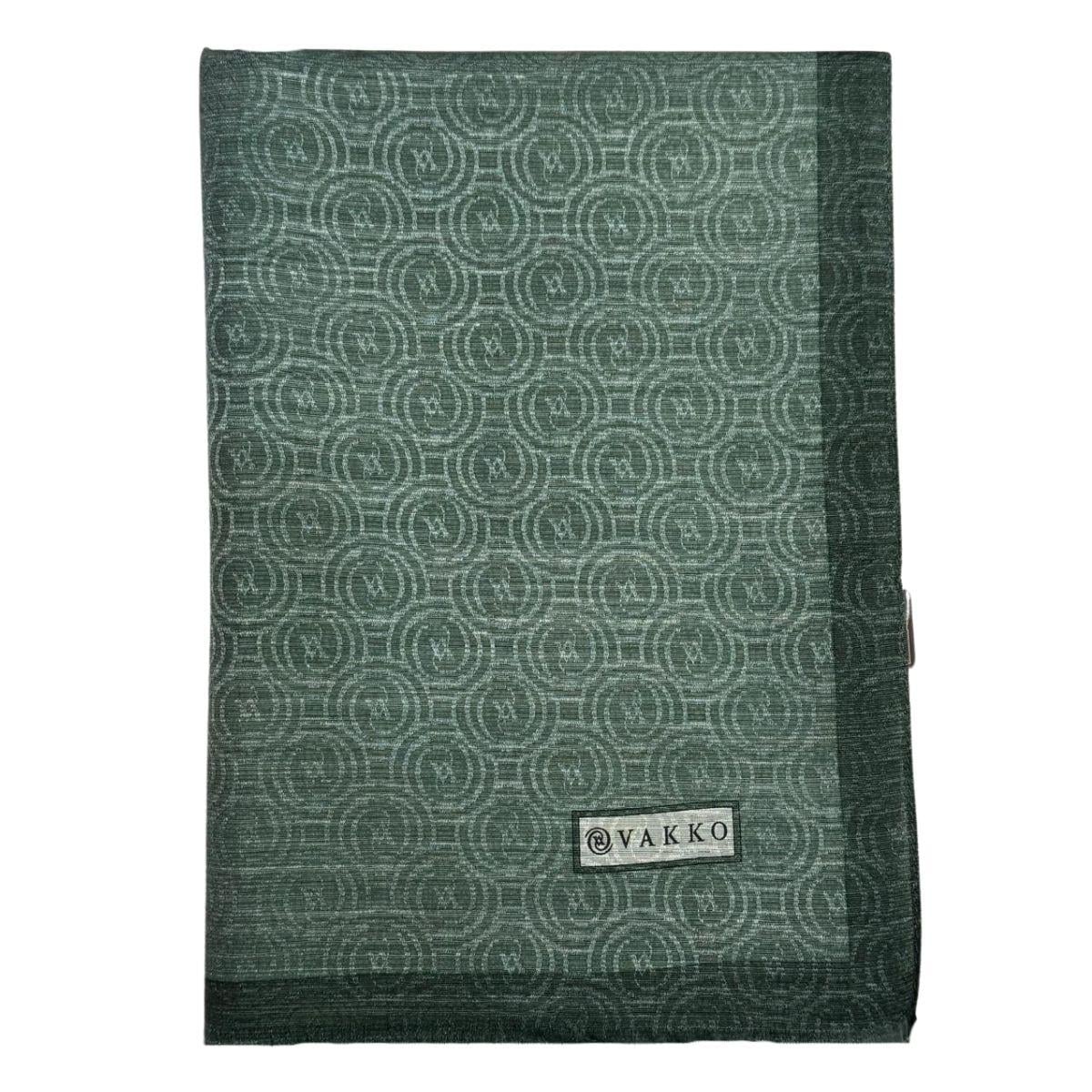 Vakko Pamuk İpek Monogram Şal 041728-Koyu Yeşil