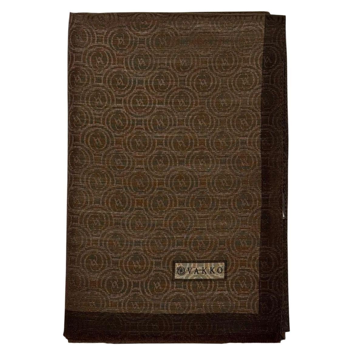 Vakko Pamuk İpek Monogram Şal 041728-kahve