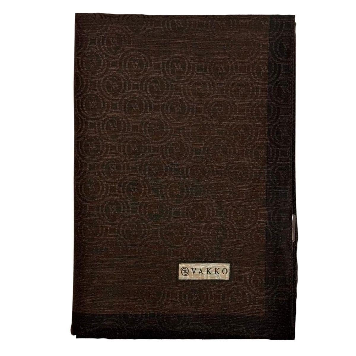 Vakko Pamuk İpek Monogram Şal 041728-Koyu Kahve