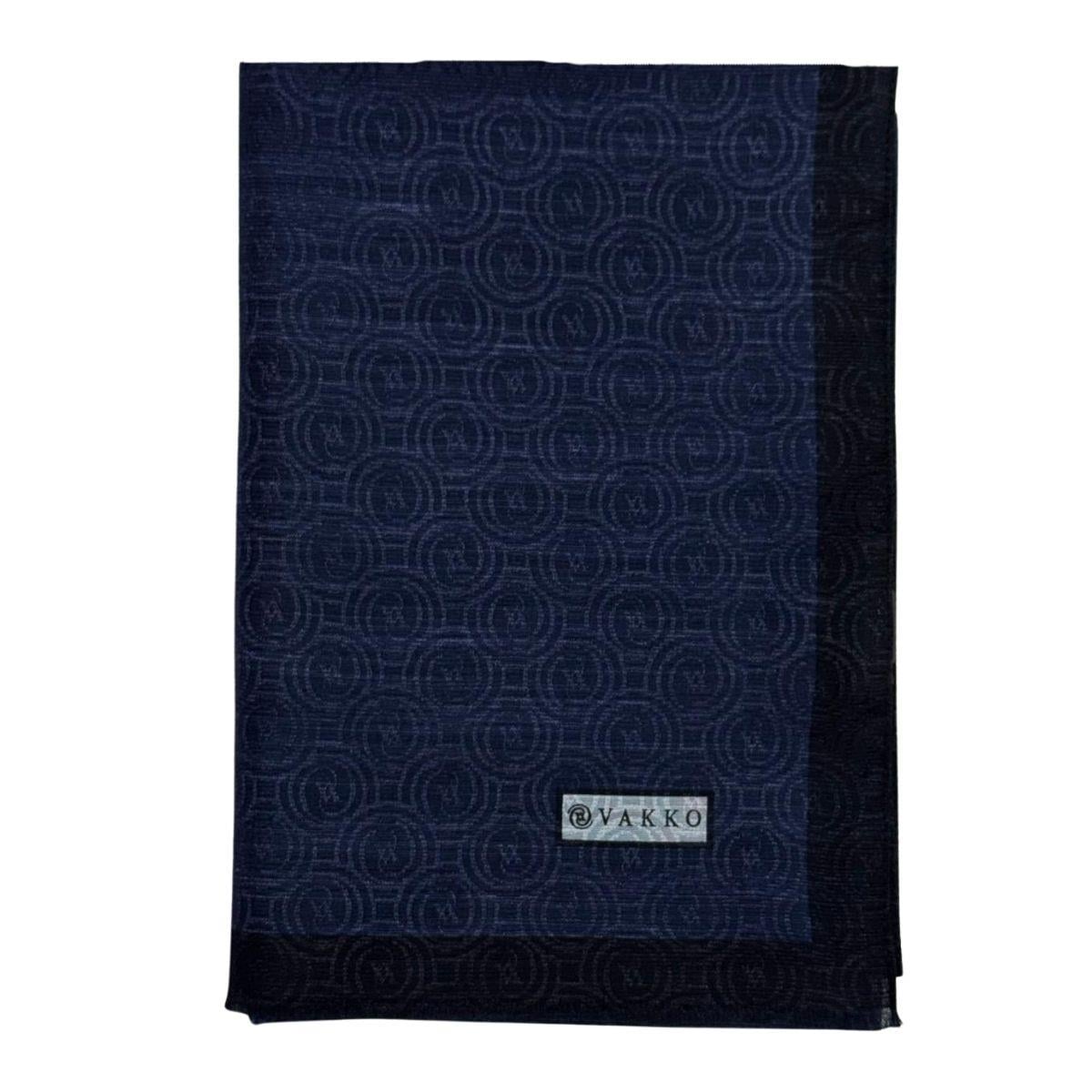 Vakko Pamuk İpek Monogram Şal 041728-lacivert