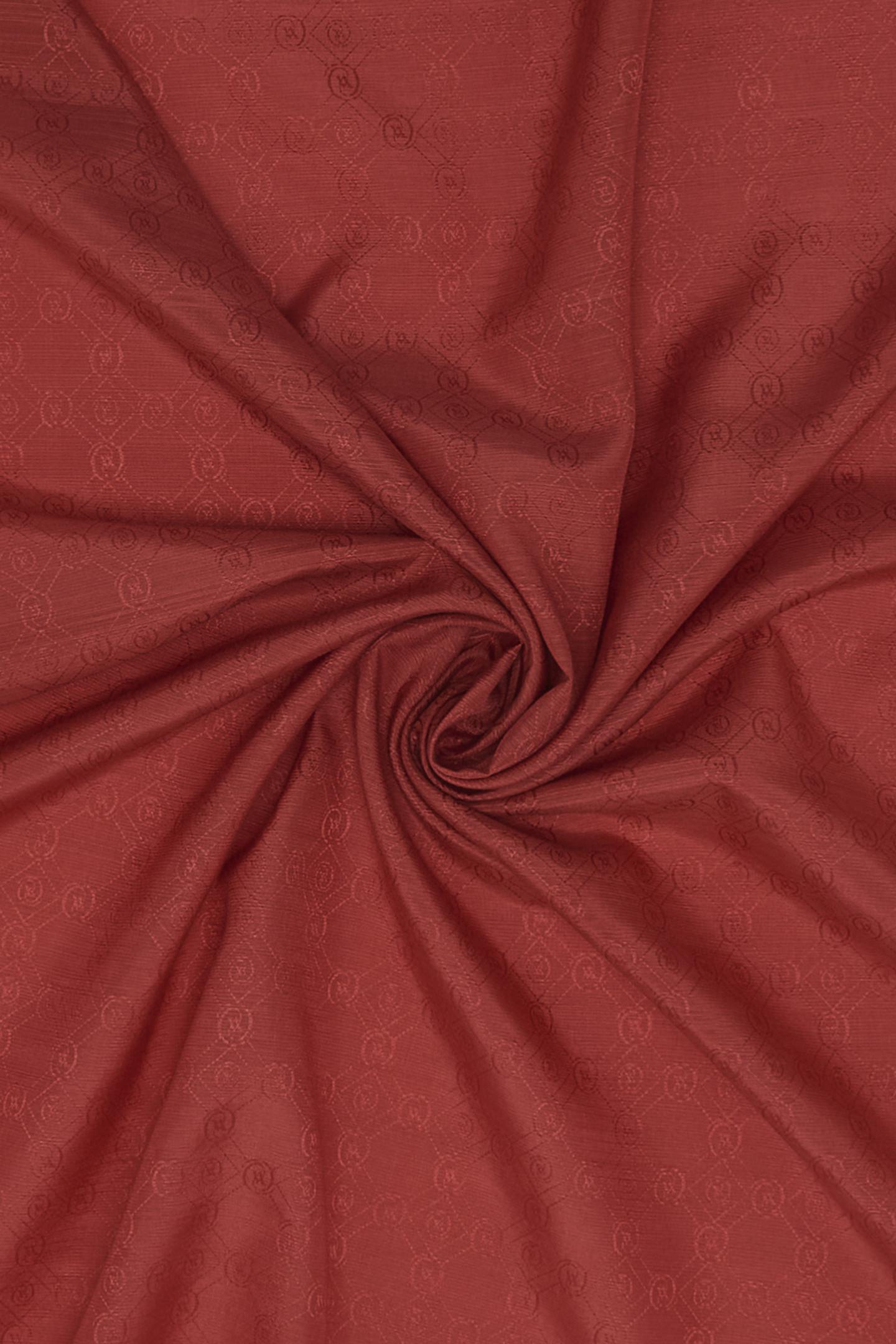 Vakko Pamuk İpek Monogram Şal 300116-Bordo