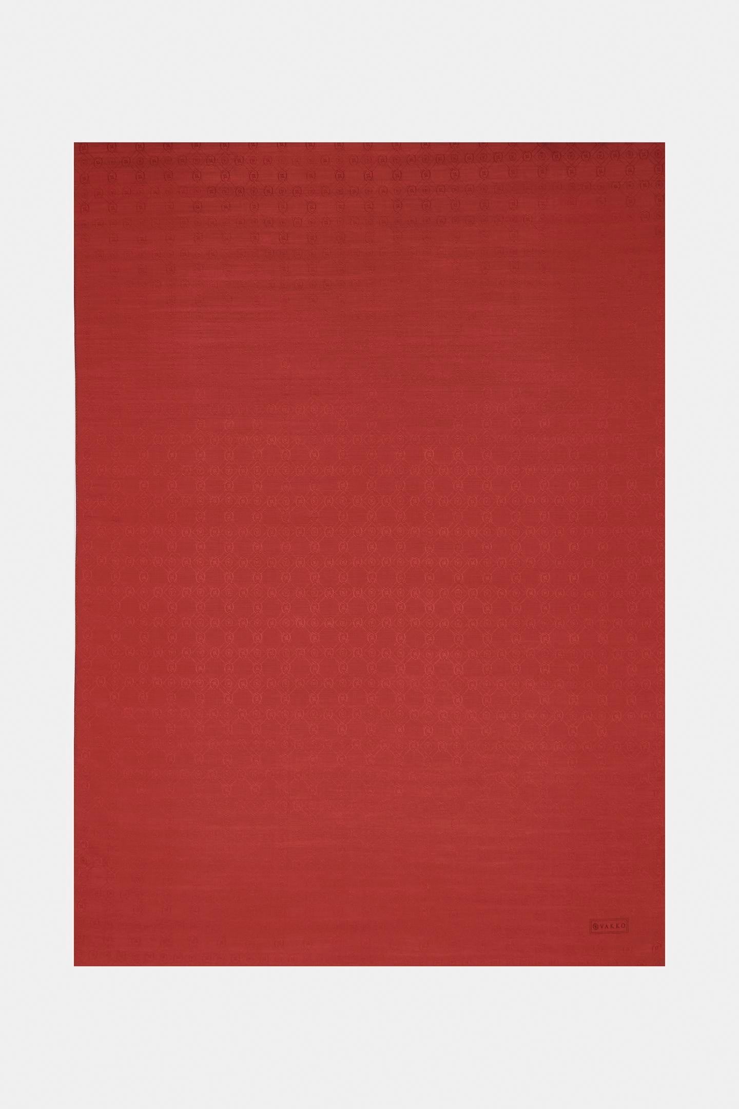 Vakko Pamuk İpek Monogram Şal 300116-Bordo