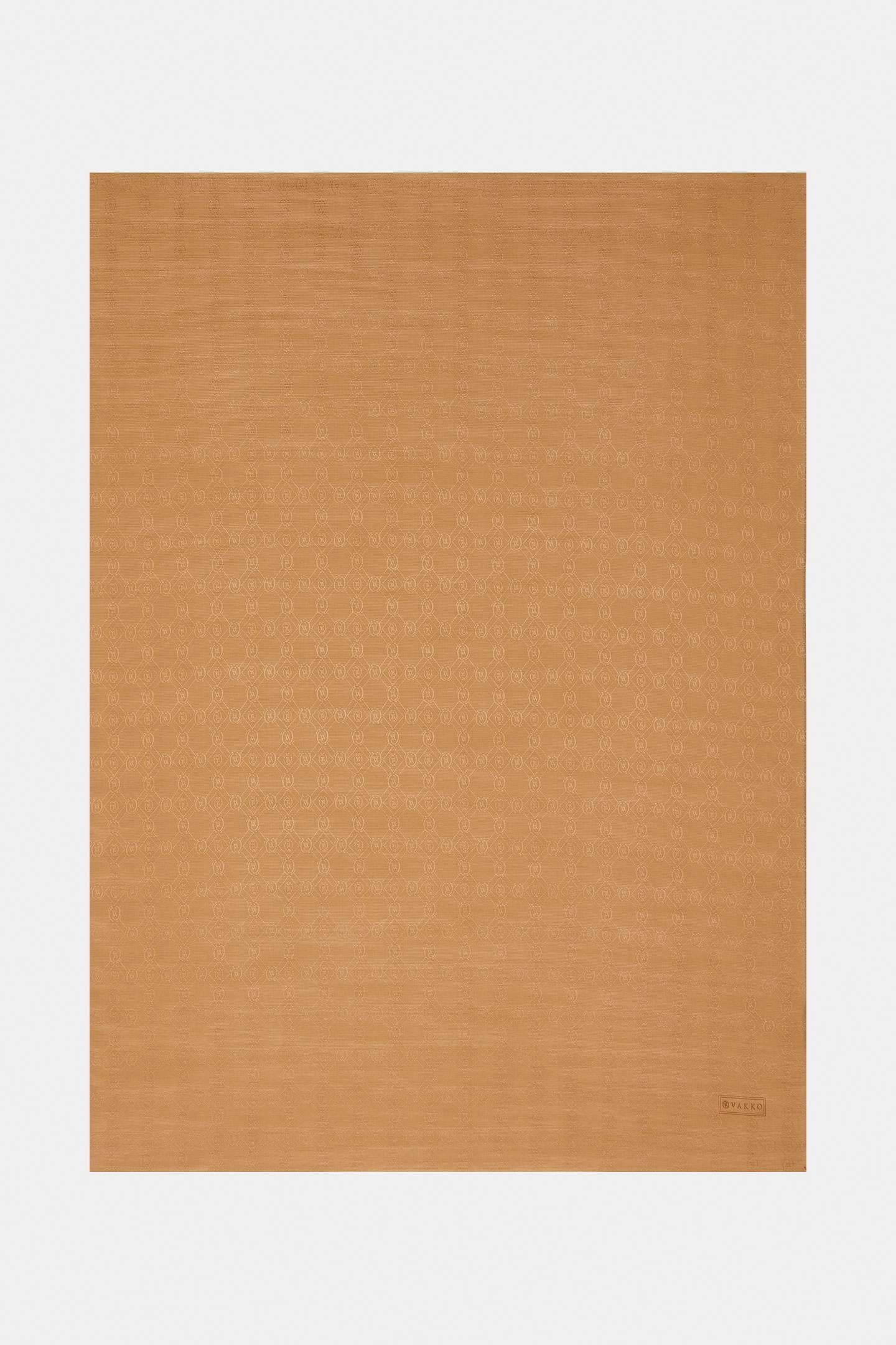 Vakko Pamuk İpek Monogram Şal 300116-Camel