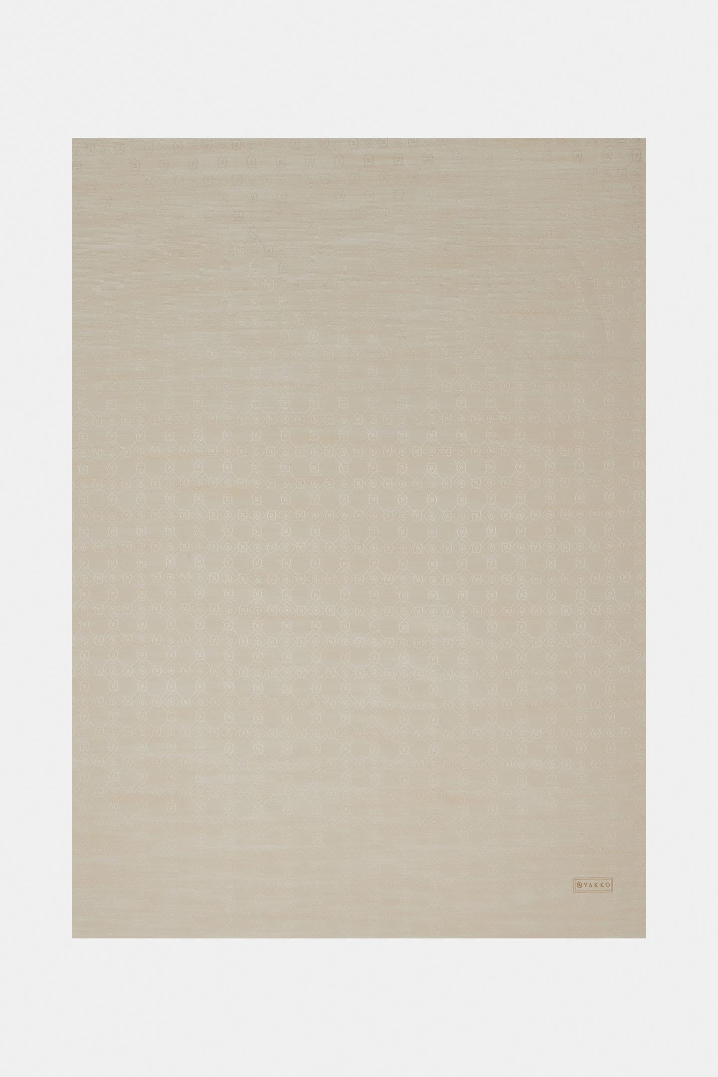 Vakko Pamuk İpek Monogram Şal 300116-Ekru