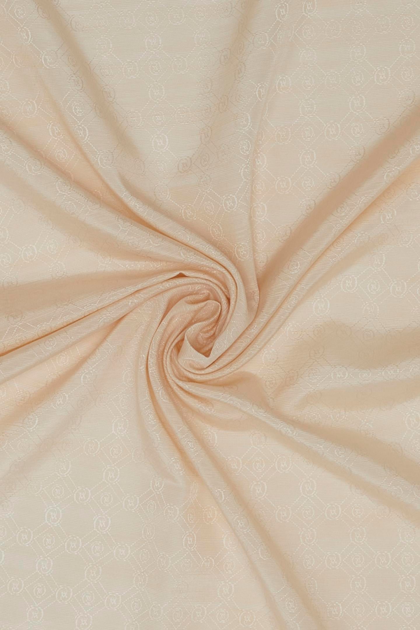 Vakko Pamuk İpek Monogram Şal 300116-Ekru