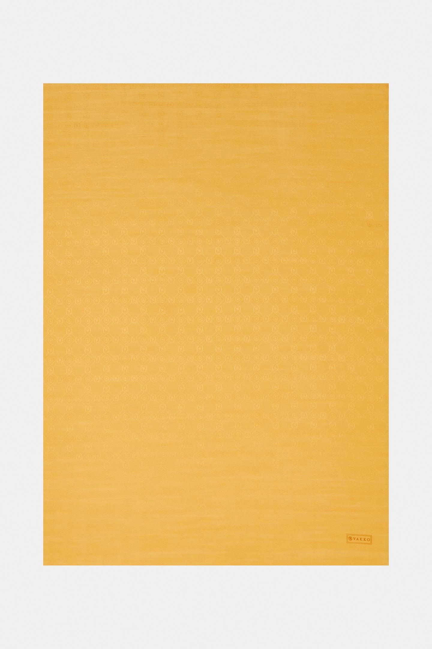 Vakko Pamuk İpek Monogram Şal 300116-Koyu Sarı