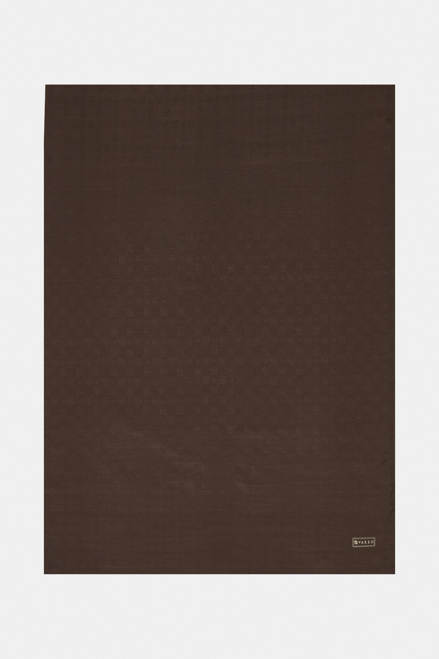 Vakko Pamuk İpek Monogram Şal 300116-Kızıl Kahve