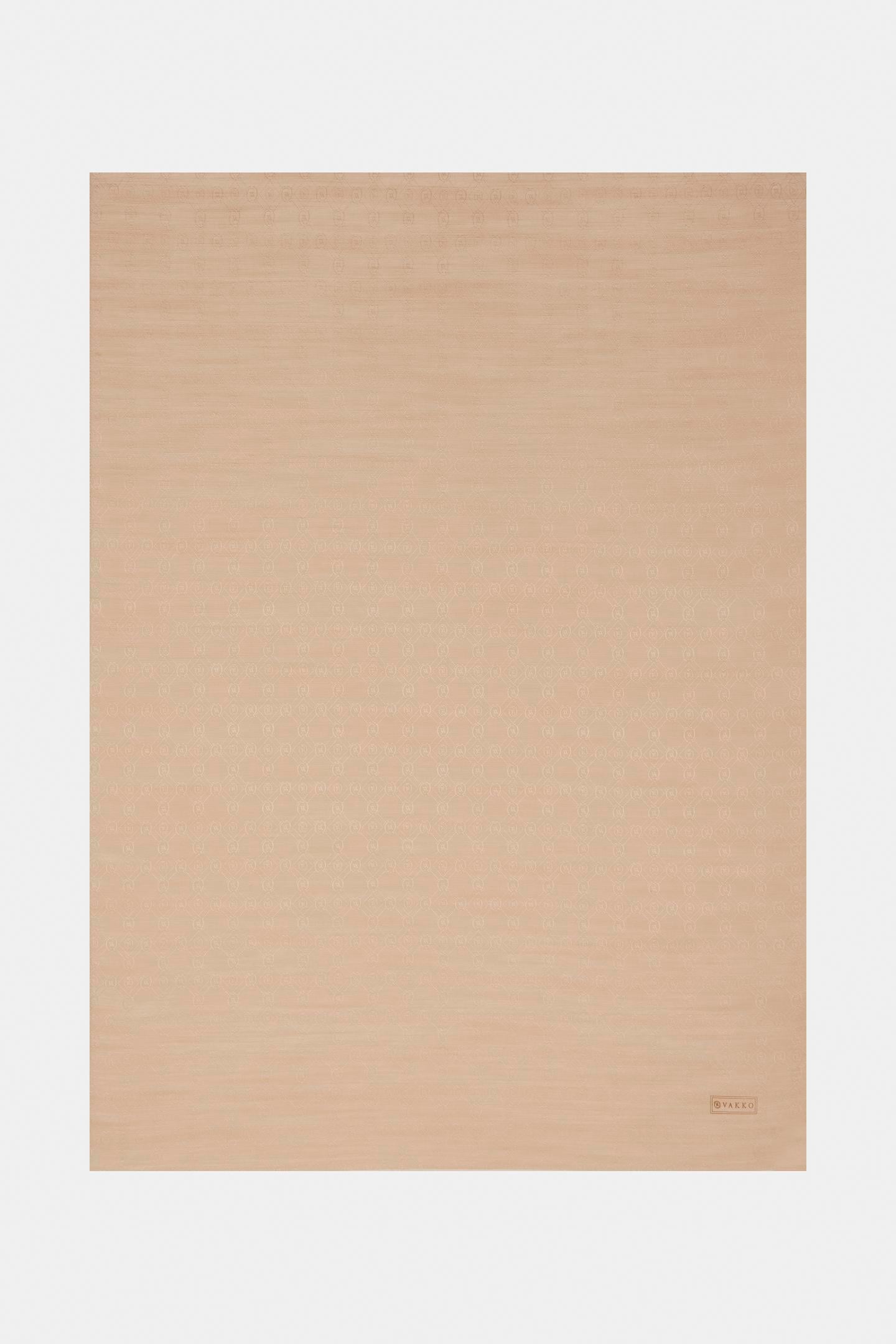 Vakko Pamuk İpek Monogram Şal 300116-Krem