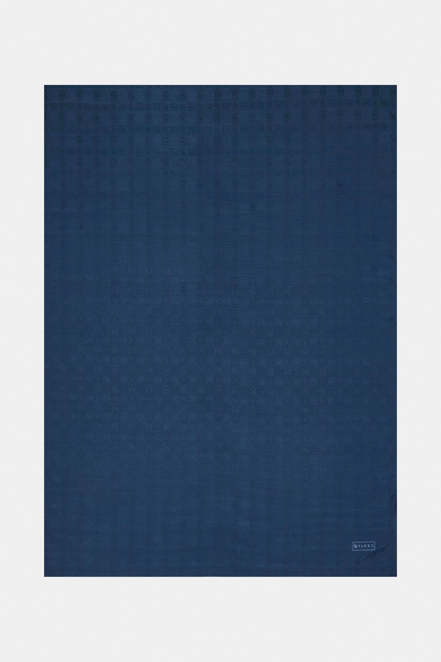 Vakko Pamuk İpek Monogram Şal 300116-Lacivert