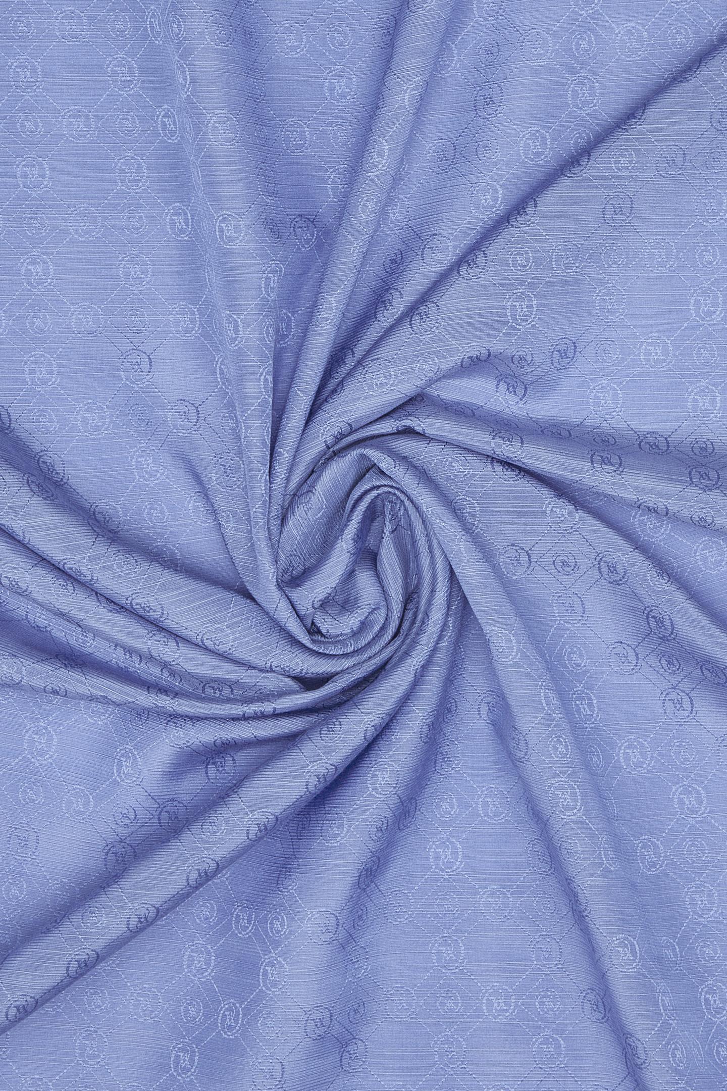 Vakko Pamuk İpek Monogram Şal 300116-Mavi
