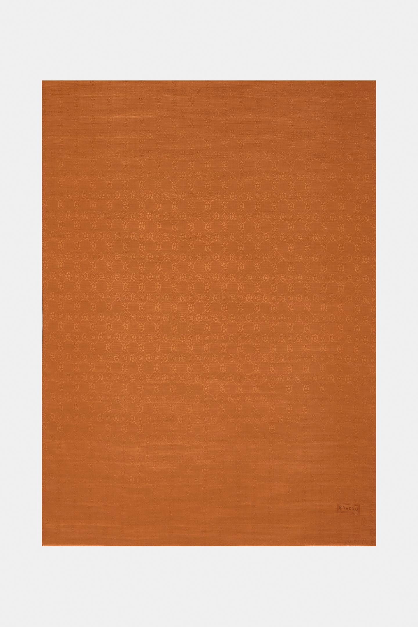 Vakko Pamuk İpek Monogram Şal 300116-Tarçın