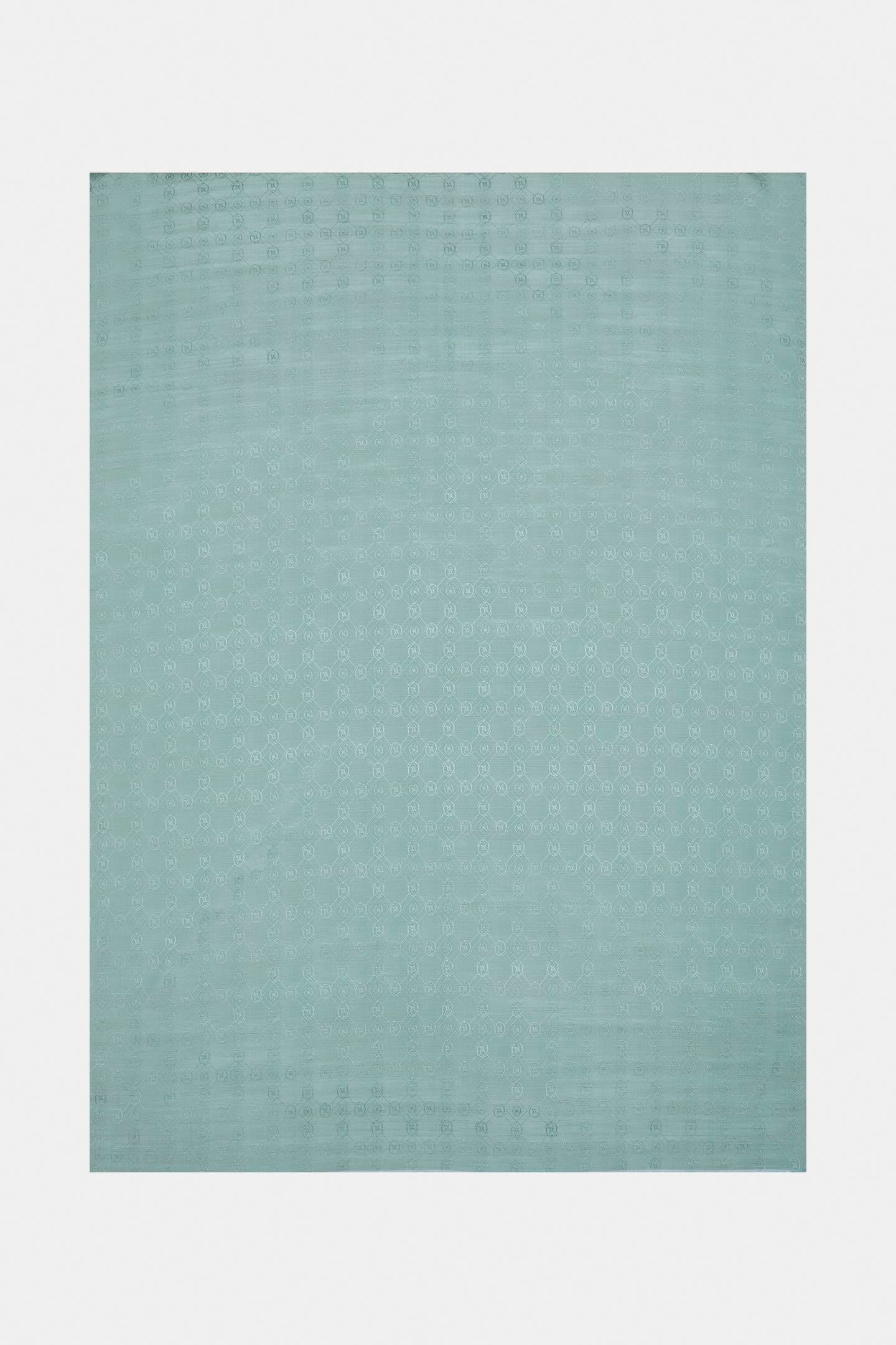 Vakko Pamuk İpek Monogram Şal 300116-Turkuaz