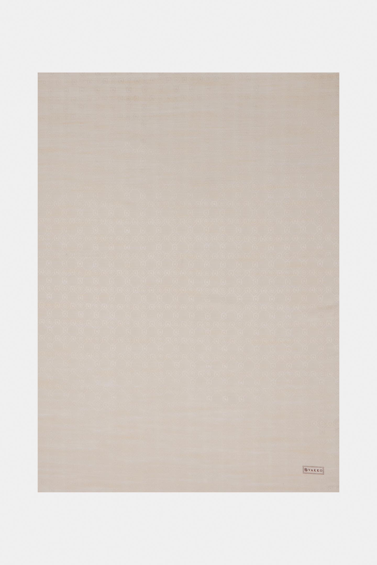 Vakko Pamuk İpek Monogram Şal 300116-Vizon