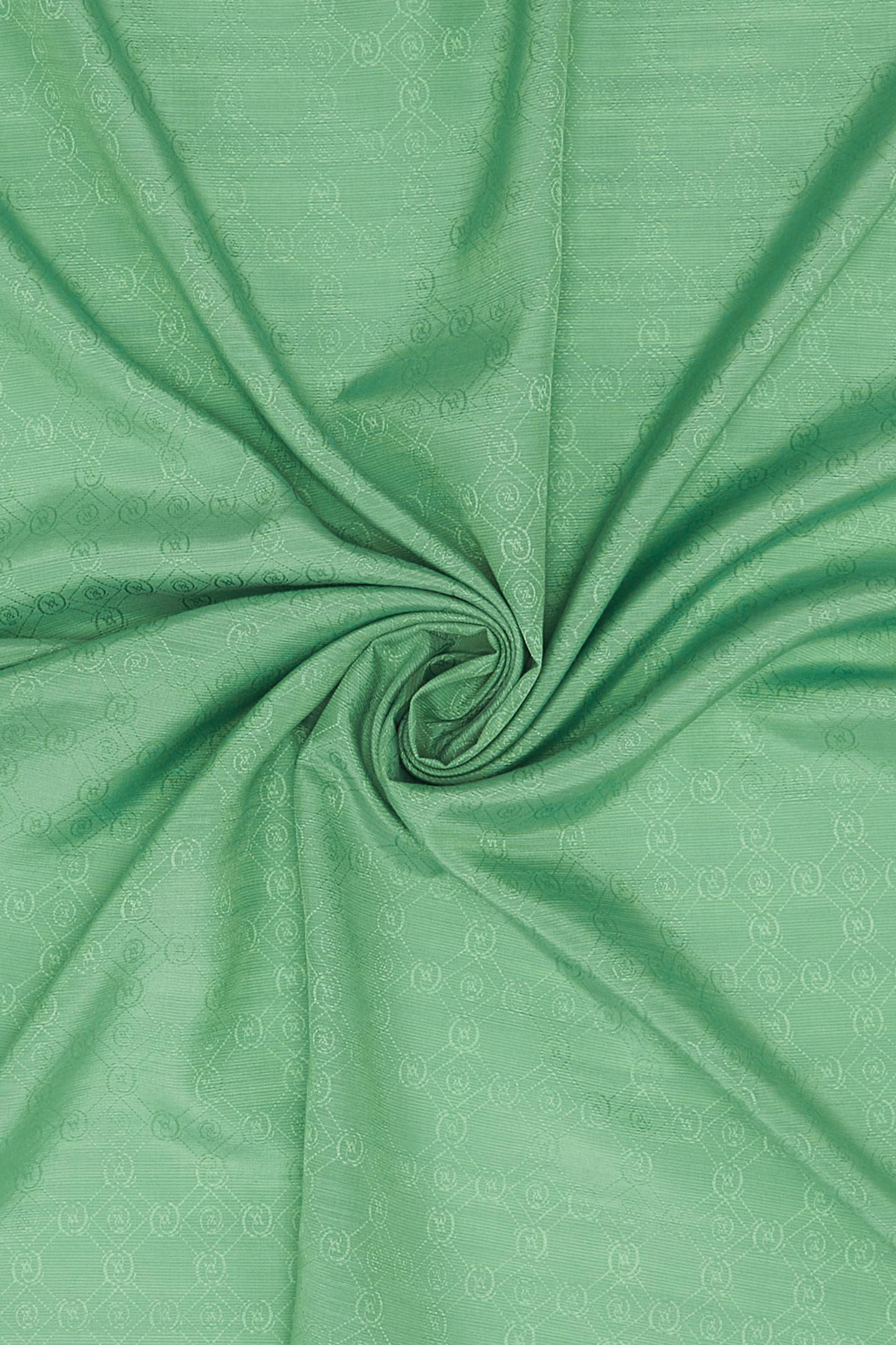 Vakko Pamuk İpek Monogram Şal 300116-Yeşil