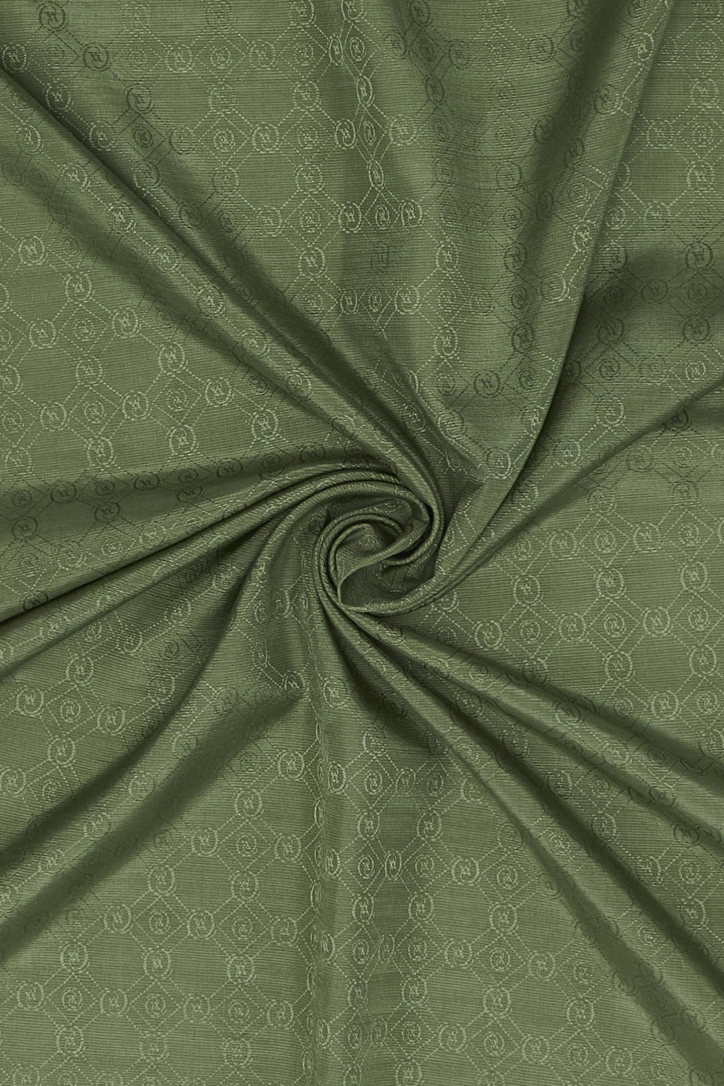 Vakko Pamuk İpek Monogram Şal 300116-Zümrüt Yeşili
