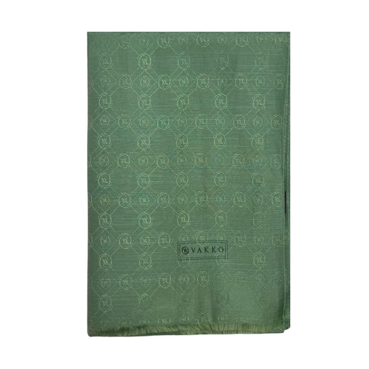 Vakko Pamuk İpek Monogram Şal 40752-Açık Yeşil