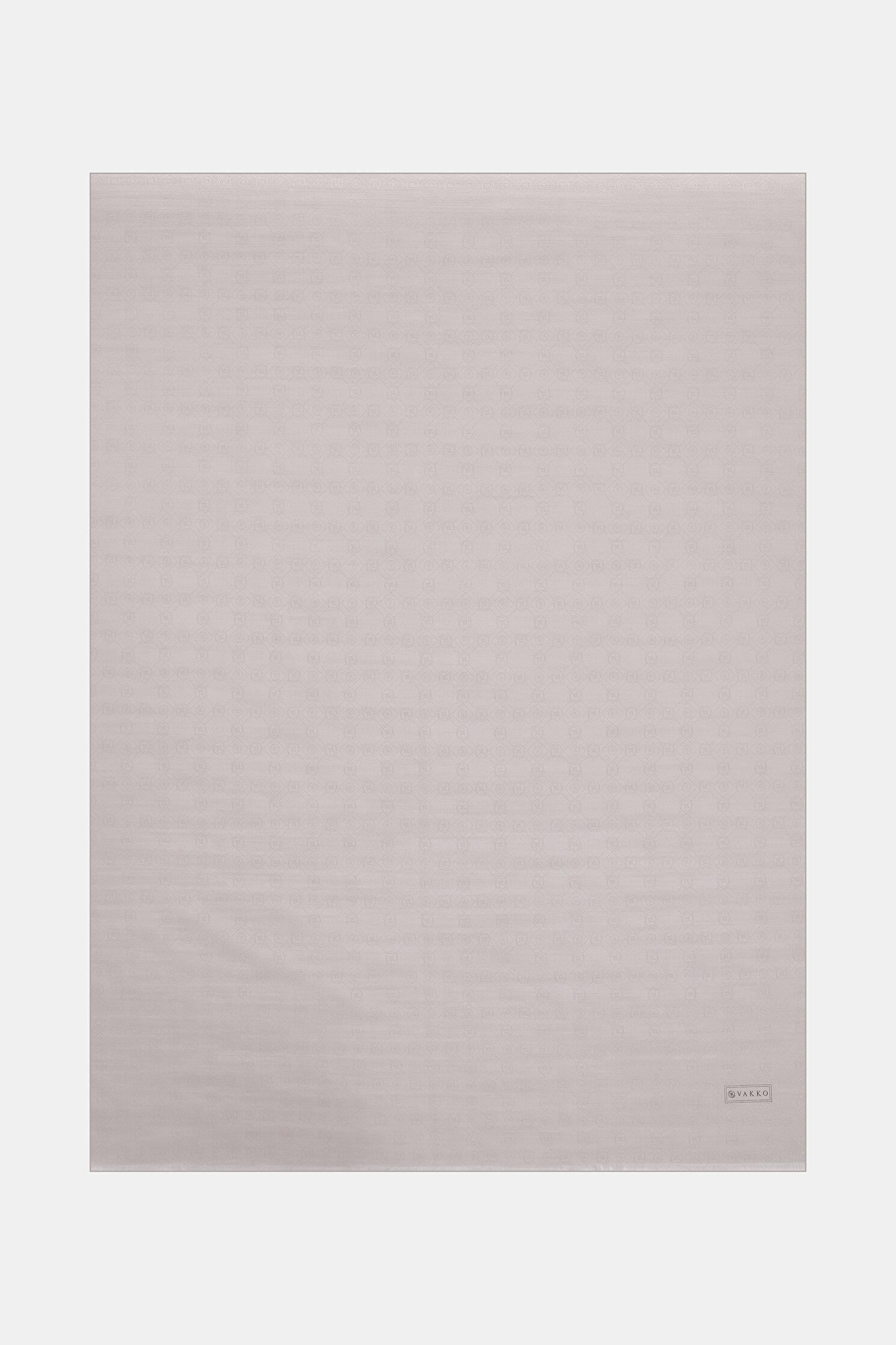 Vakko Pamuk İpek Monogram Şal 40752-Açık Gri