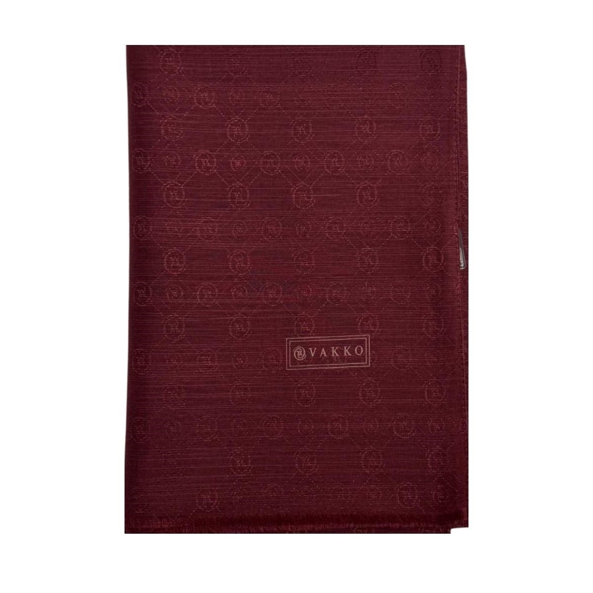 Vakko Pamuk İpek Monogram Şal 40752-Bordo