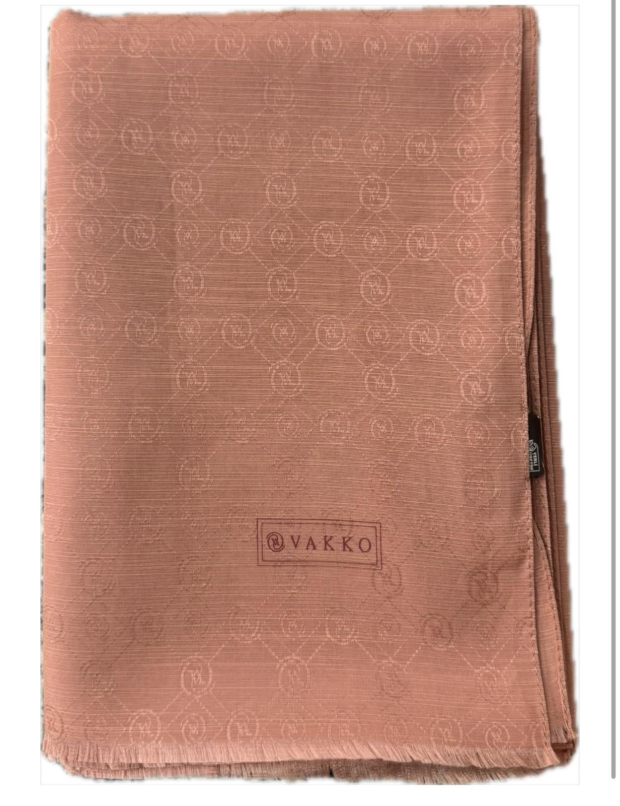 Vakko Pamuk İpek Monogram Şal 40752-Gül Kurusu