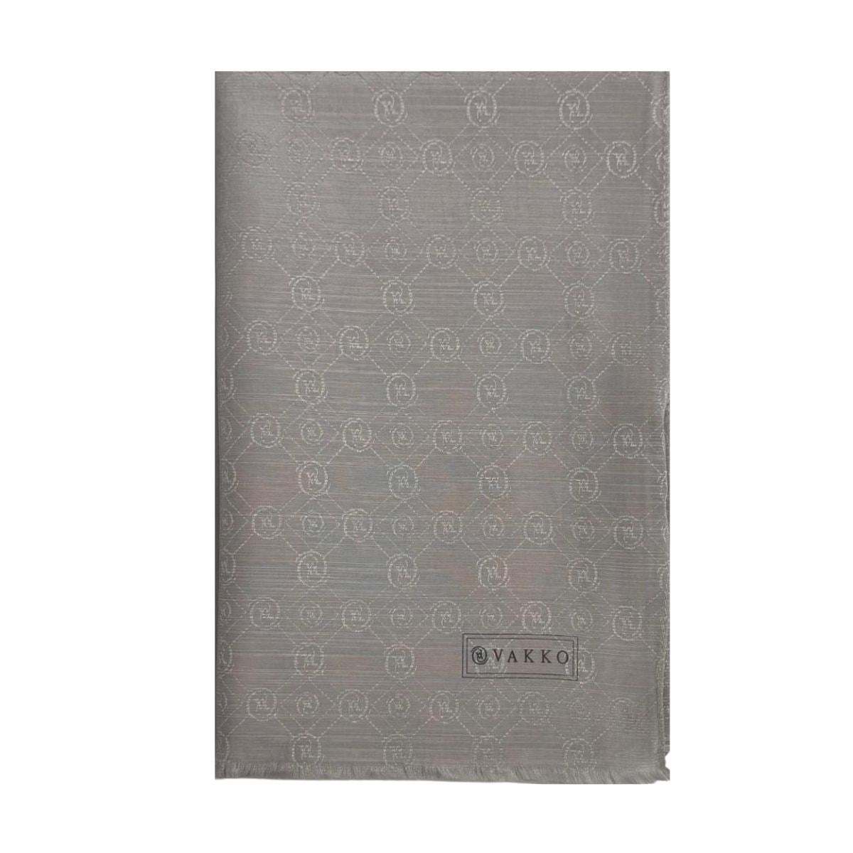 Vakko Pamuk İpek Monogram Şal 40752-Gümüş