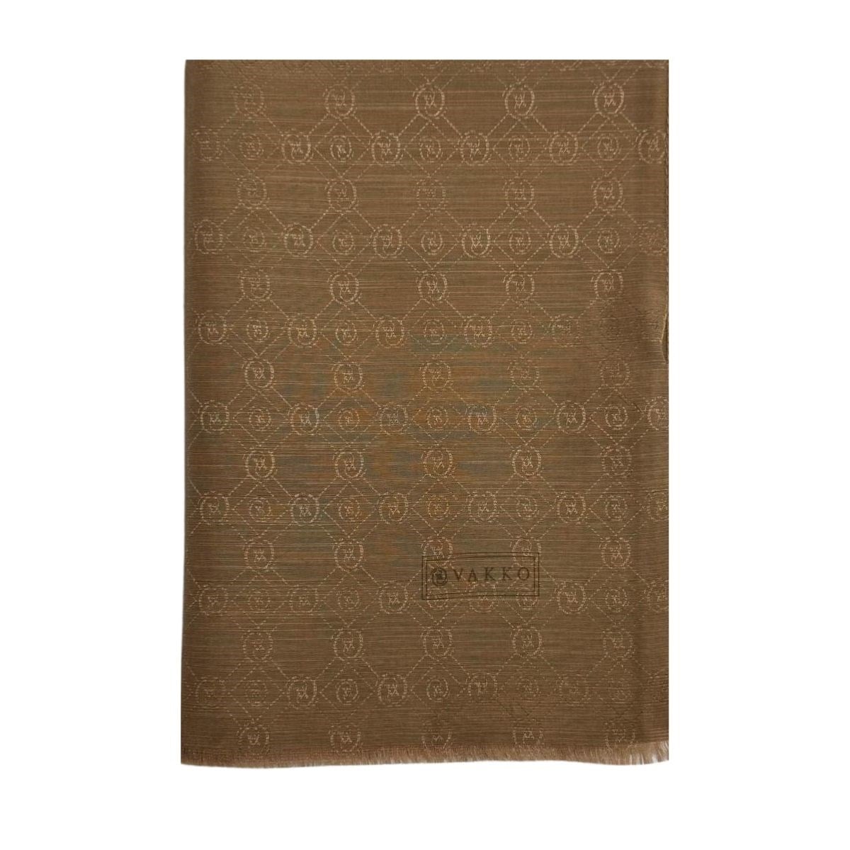 Vakko Pamuk İpek Monogram Şal 40752-Kahve