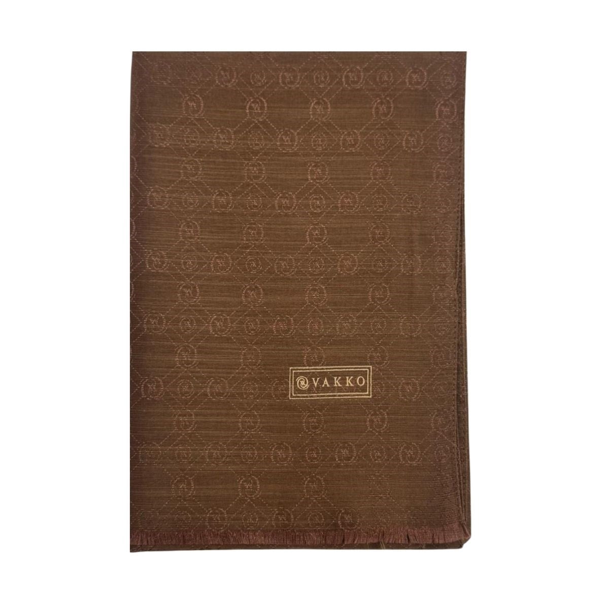 Vakko Pamuk İpek Monogram Şal 40752-Kızıl Kahve