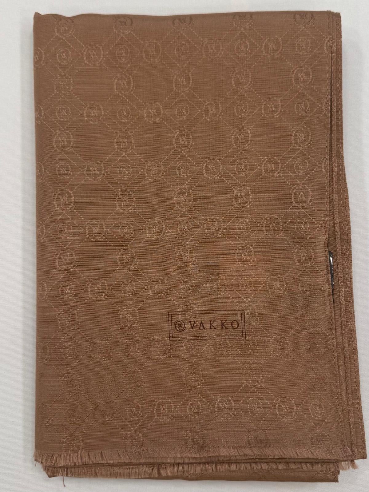 Vakko Pamuk İpek Monogram Şal 40752-Koyu Vizon