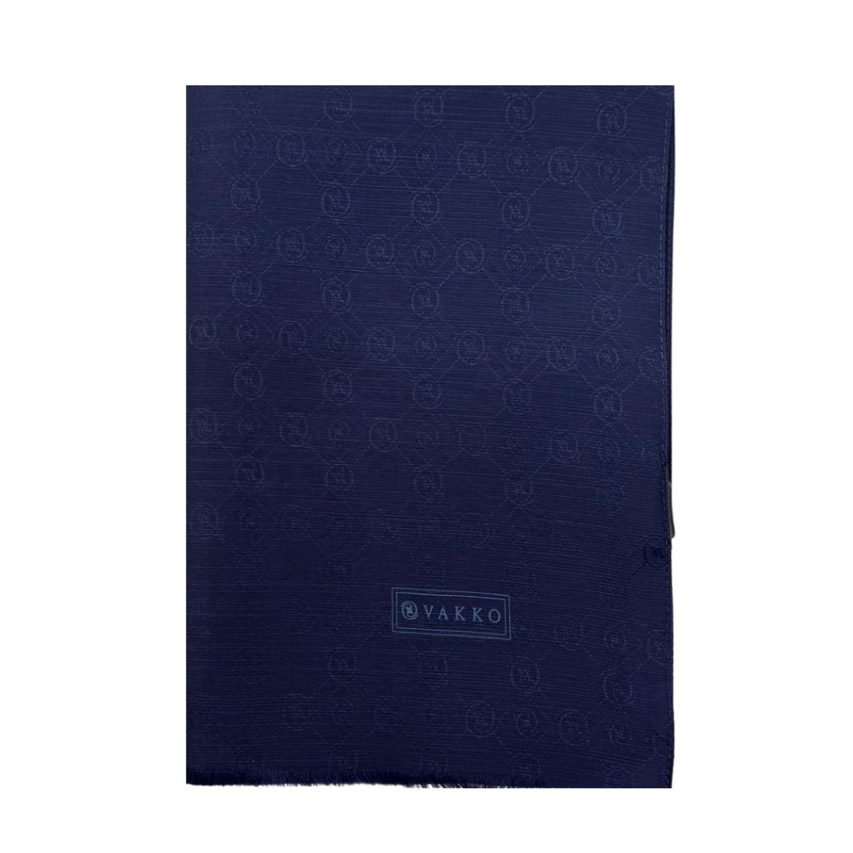 Vakko Pamuk İpek Monogram Şal 40752-Koyu Lacivert