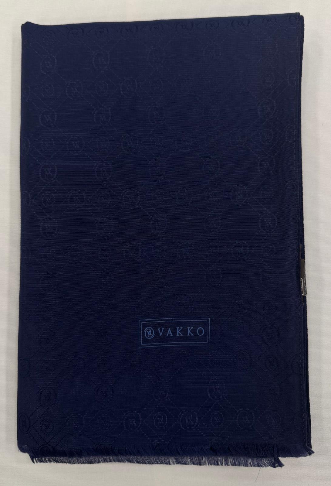 Vakko Pamuk İpek Monogram Şal 40752-Koyu Lacivert