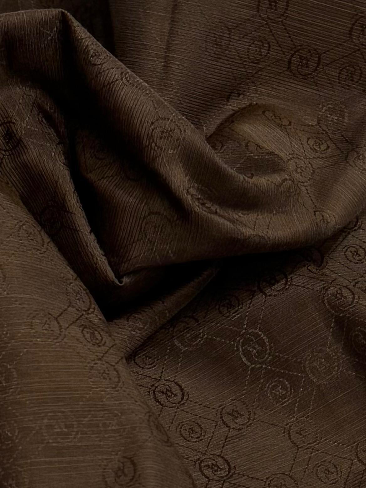 Vakko Pamuk İpek Monogram Şal 40752-Koyu Kahve