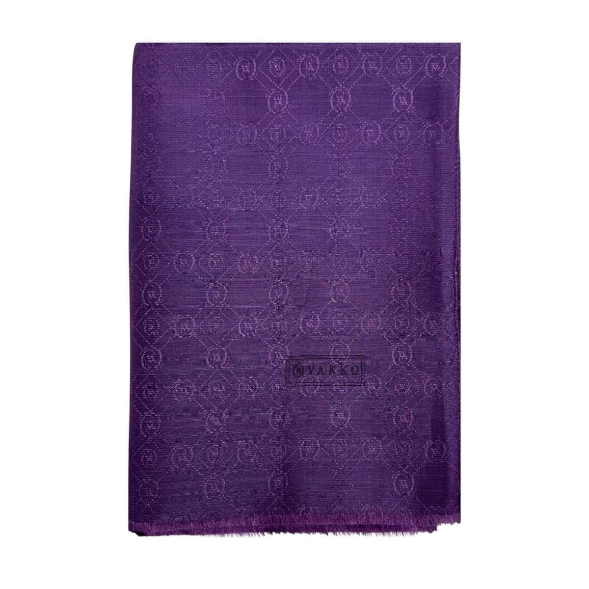 Vakko Pamuk İpek Monogram Şal 40752-mor