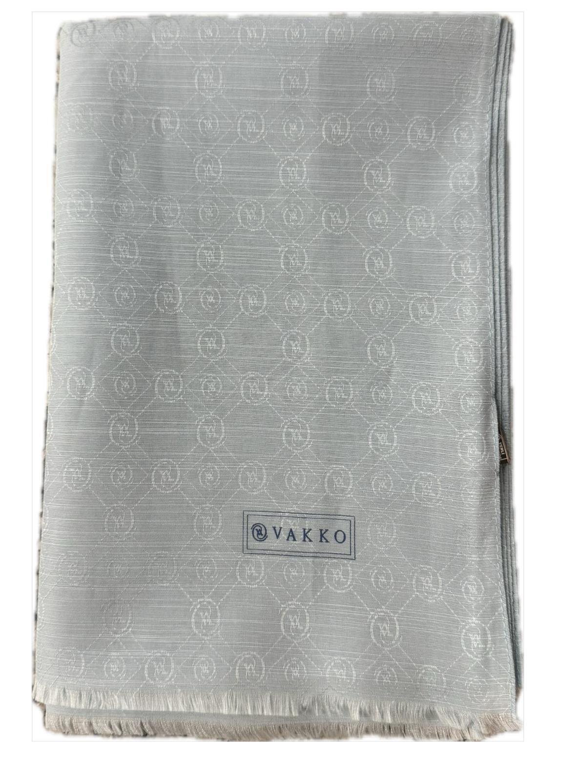 Vakko Pamuk İpek Monogram Şal 40752-Su Yeşili