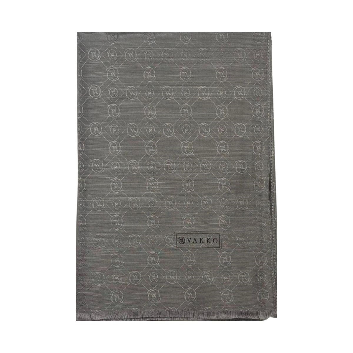Vakko Pamuk İpek Monogram Şal 40752-Yeni Gri