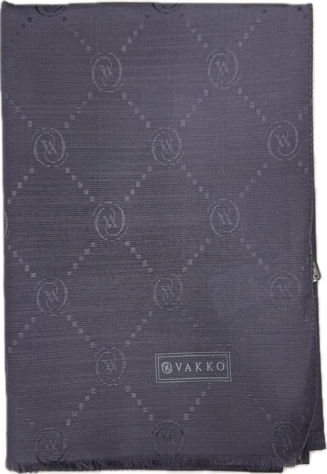 Vakko Pamuk İpek Monogram Şal 40753-Antrasit