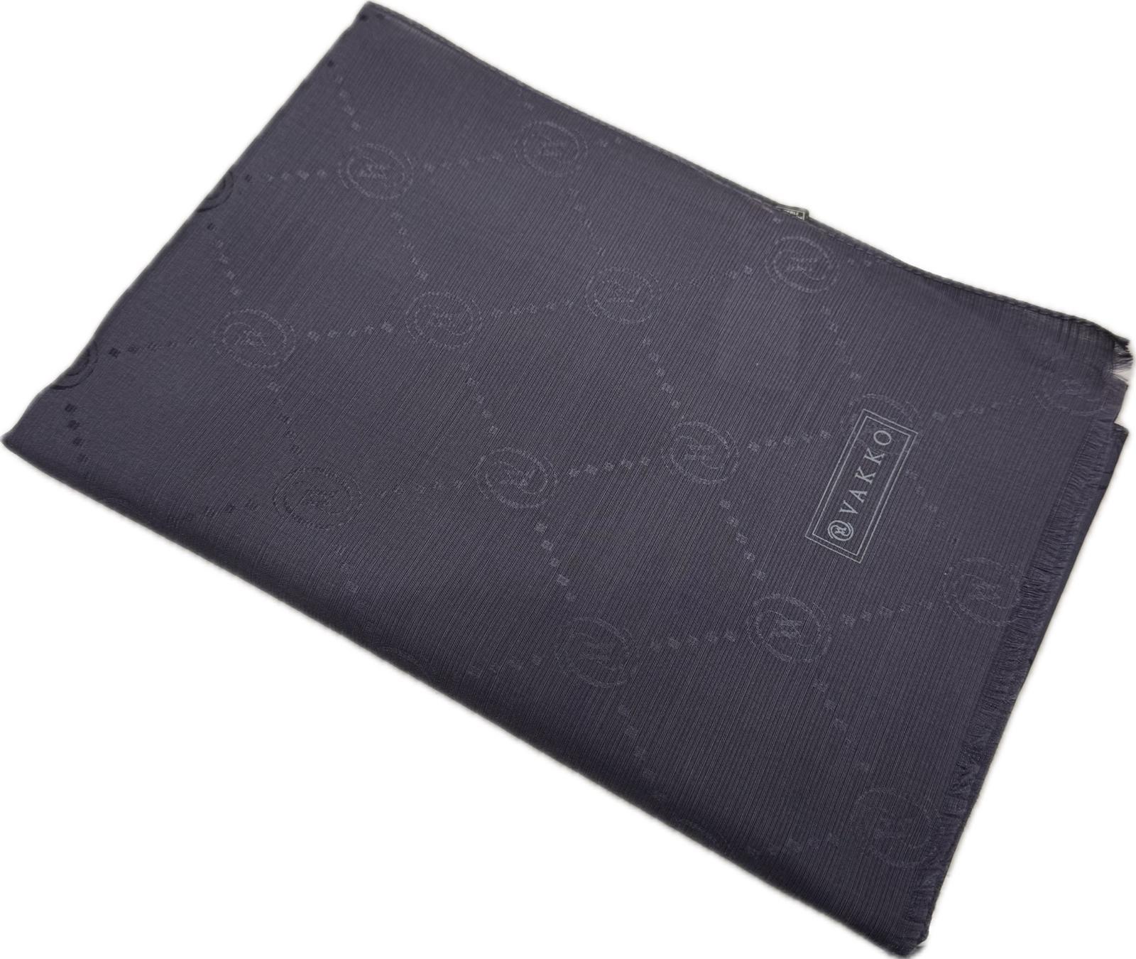 Vakko Pamuk İpek Monogram Şal 40753-Antrasit