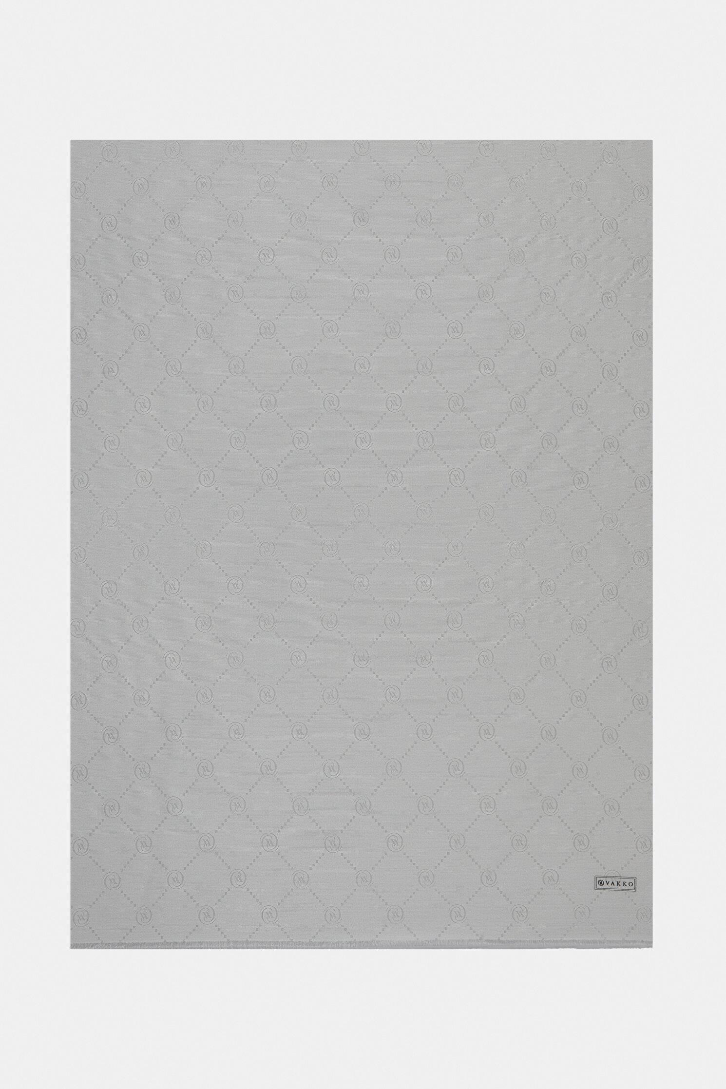 Vakko Pamuk İpek Monogram Şal 40753-Beyaz