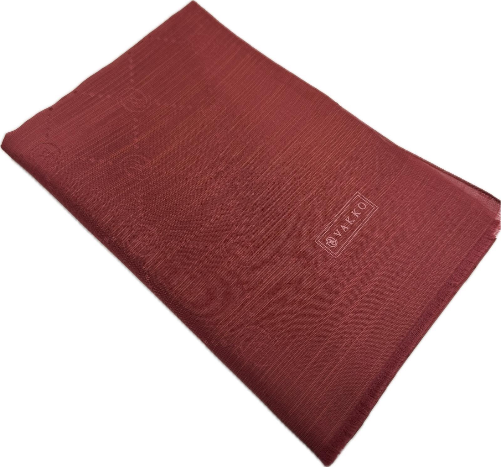 Vakko Pamuk İpek Monogram Şal 40753-Bordo