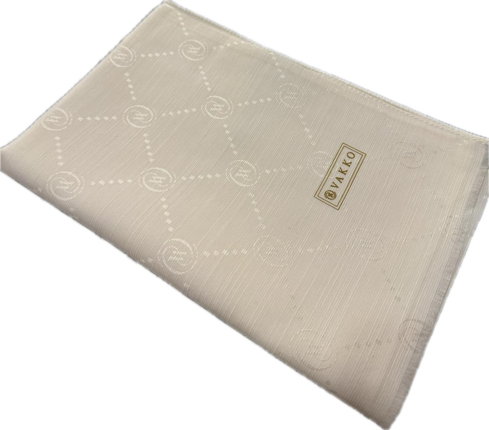 Vakko Pamuk İpek Monogram Şal 40753-Kırık Beyaz
