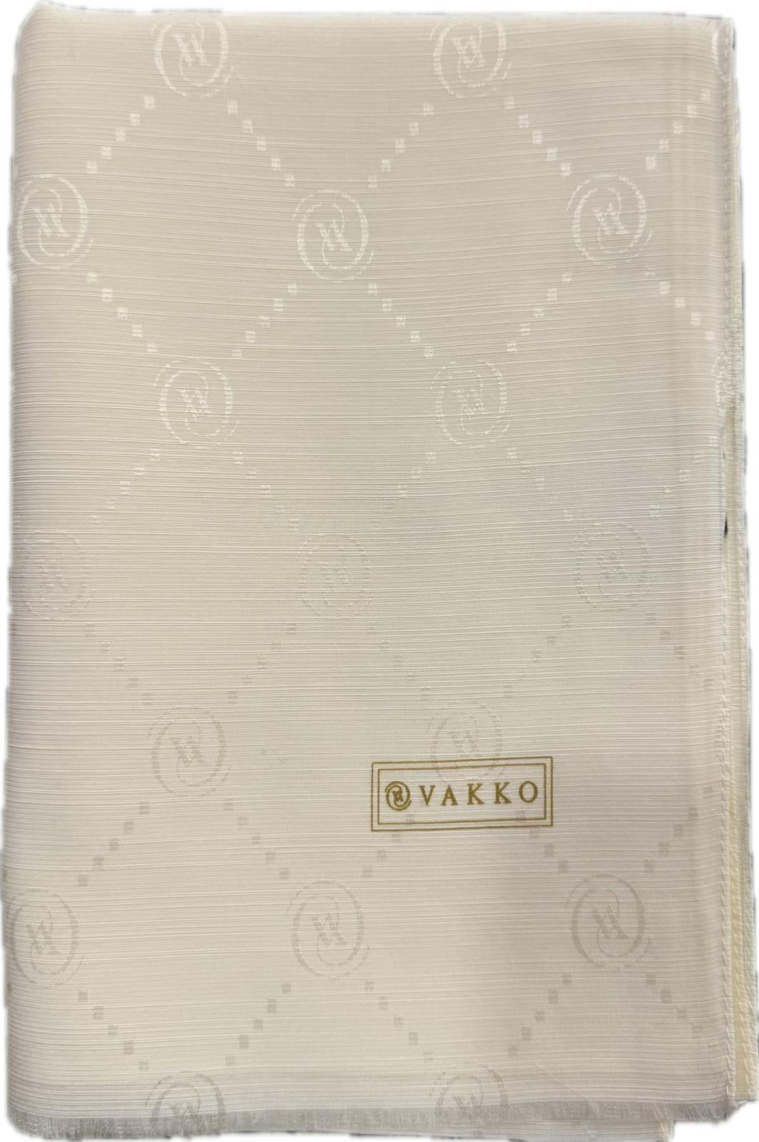 Vakko Pamuk İpek Monogram Şal 40753-Kırık Beyaz