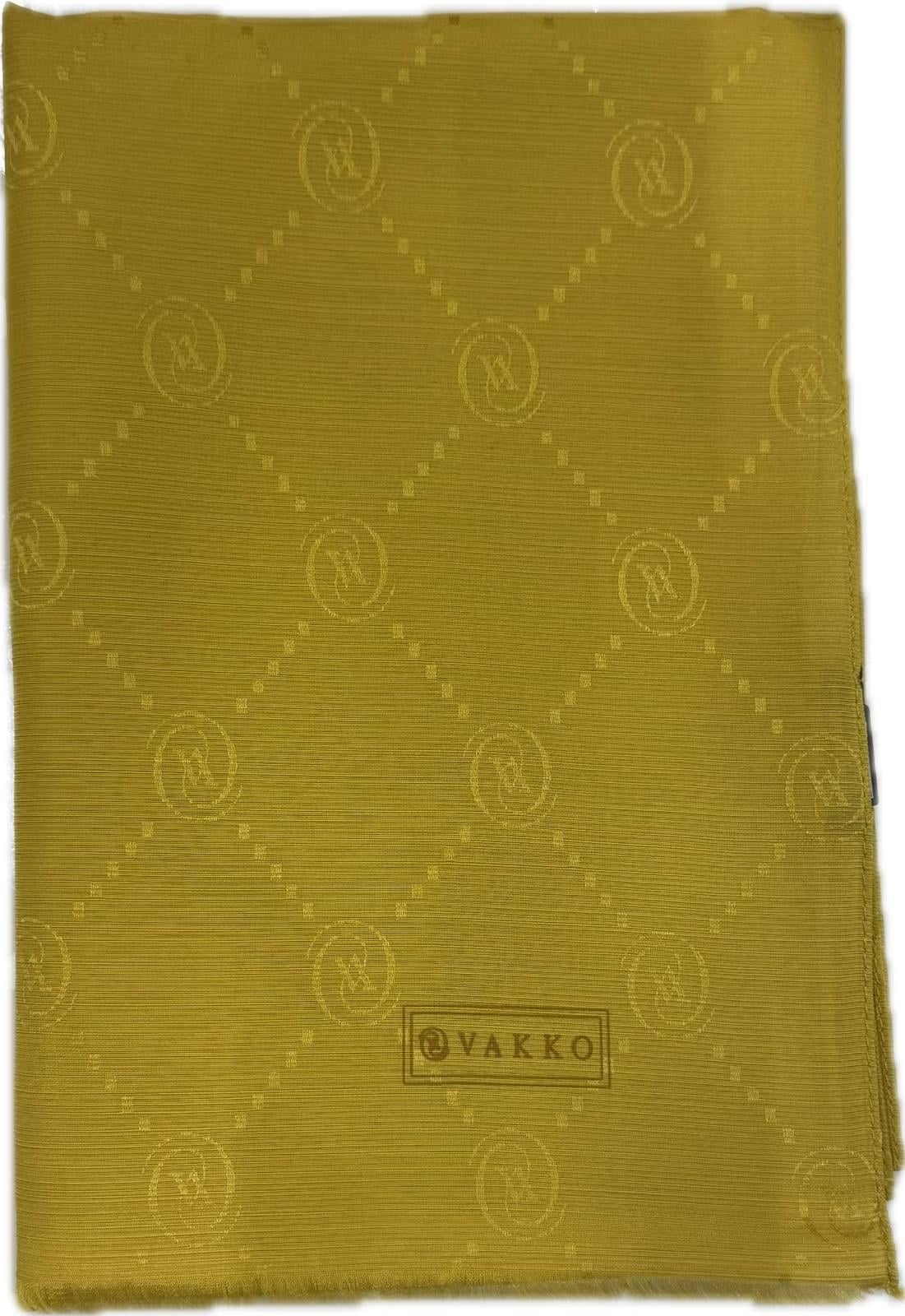 Vakko Pamuk İpek Monogram Şal 40753-Koyu Sarı