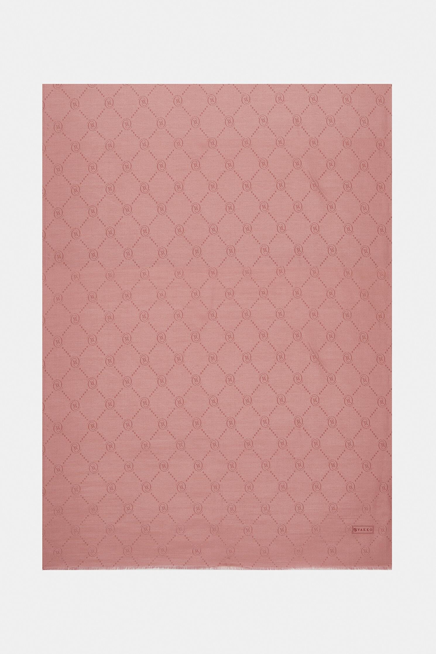 Vakko Pamuk İpek Monogram Şal 40753-Pudra