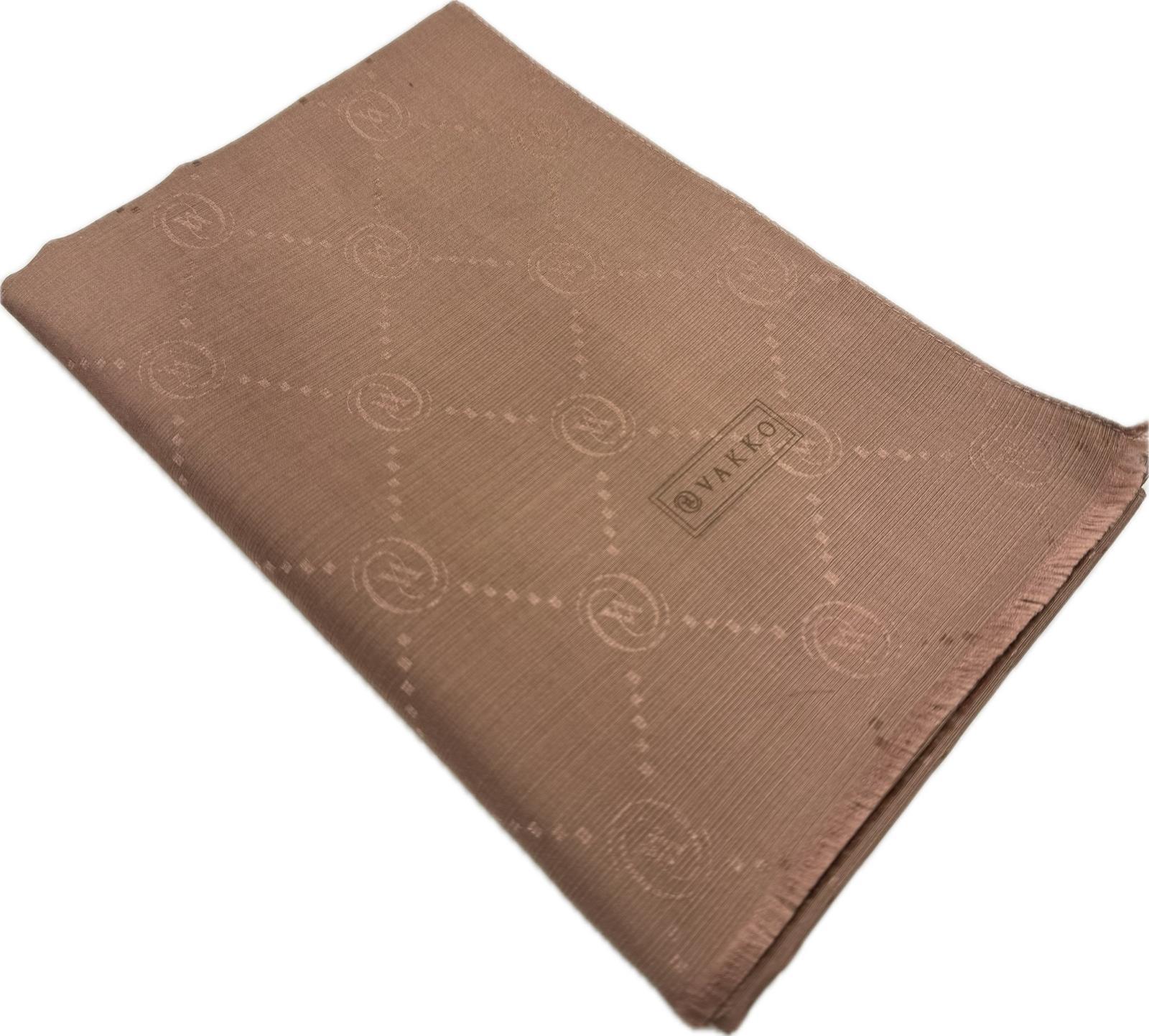 Vakko Pamuk İpek Monogram Şal 40753-Yeni Kahve