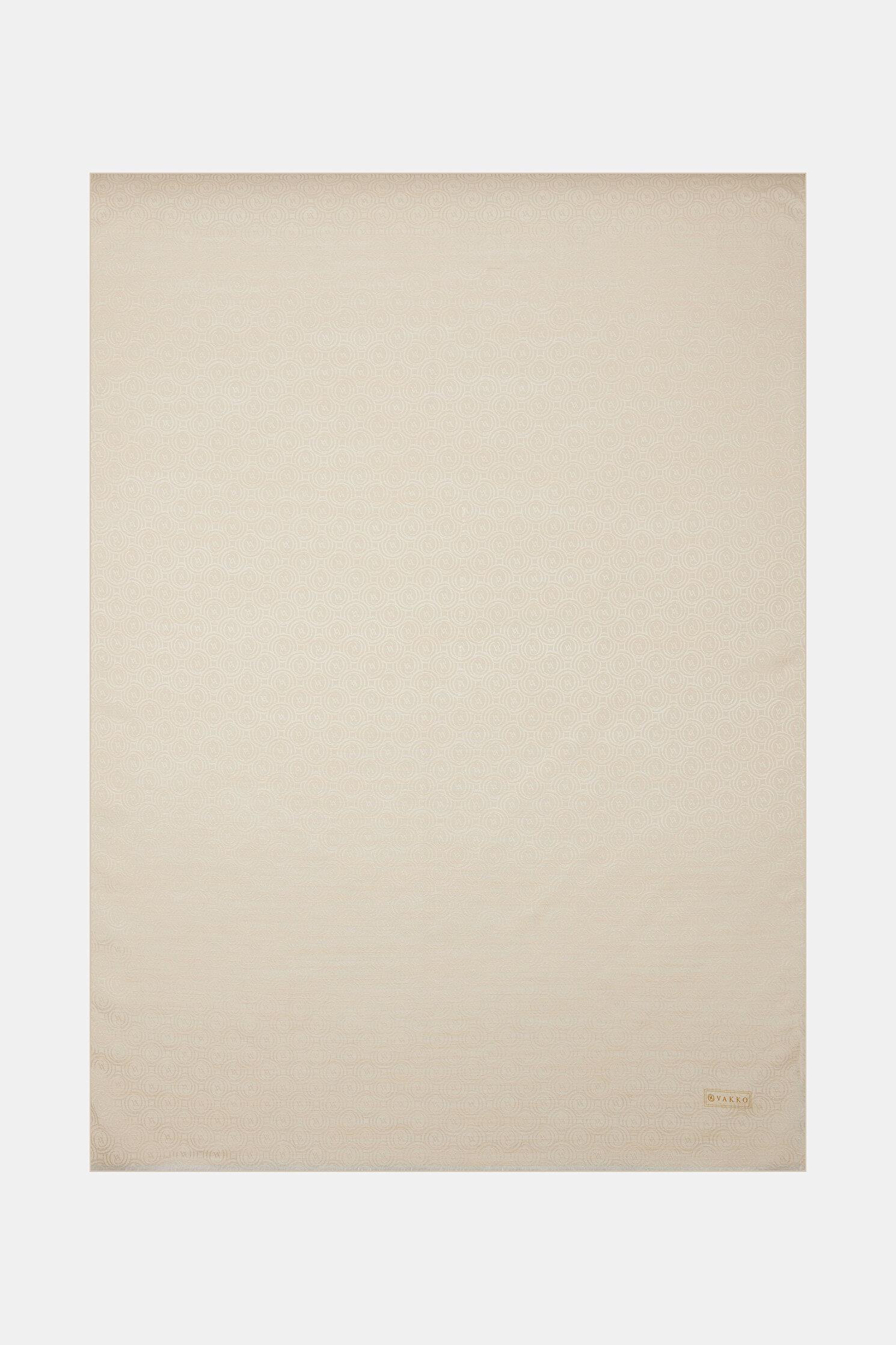 Vakko Pamuk İpek Monogram Şal 41302-Ekru